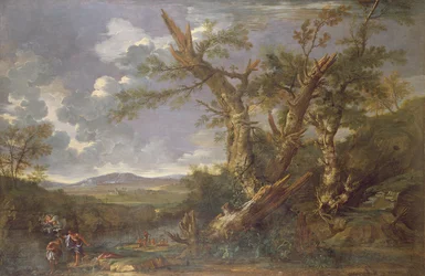 Landschaft mit der Taufe im Jordan